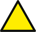 Equilateral triangle with radiused outer corners - Safety colours and shapes