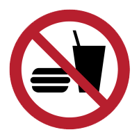 Circle with diagonal bar - P022-To prohibit eating and drinking