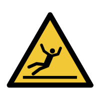 Equilateral triangle with radiused outer corners - Warning; Slippery surface