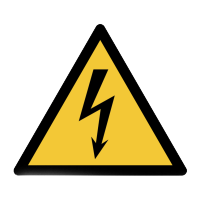 Equilateral triangle with radiuses outer corners - Warning Electricity