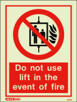 Do not use lift in the event of fire, Prohibition Sign