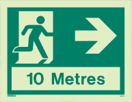 Directional Tunnel sign Exit right 10 metres